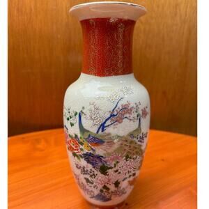 Vintage Satsuma Peacock Vase - Made in Japan